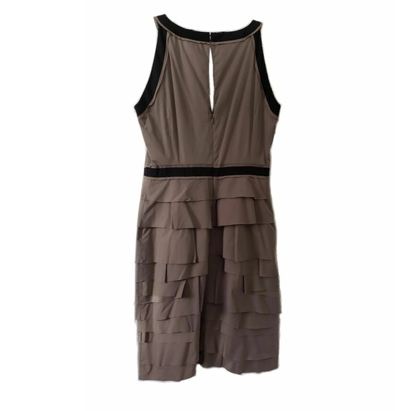 BCBGMAXAZRIA Aaron Grey Dusk Black Tiered Poplin Mini Sheath Dress 8 M L BNWT - Picture 8 of 16